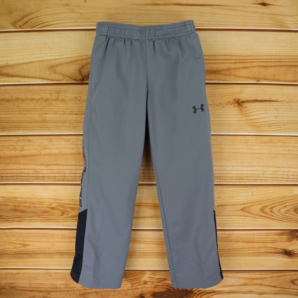 Under Armour Sweatpants Loose Fit Boys M Gray Stretch Waist Pockets Drawstring